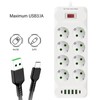 8 Way Power Strip USB C European Socket Desk Wall