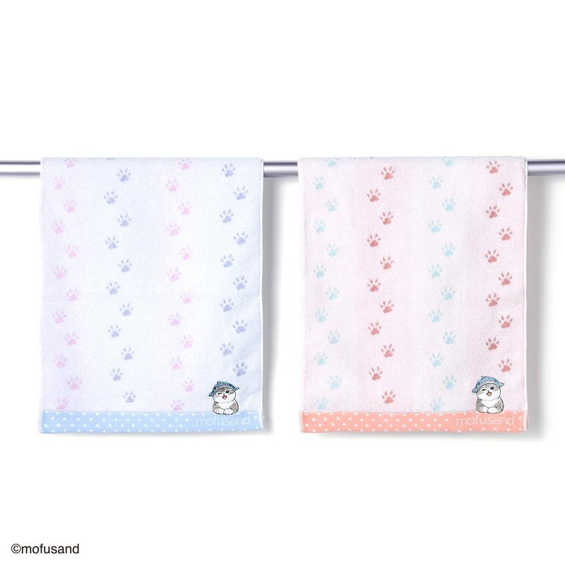 Towel Museum mofusand Ashiato Face Towel, Blue, Cat, Cute, 43-0152130,