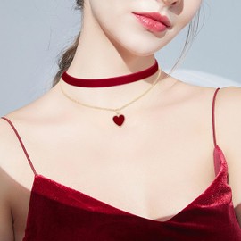 Heveer Choker Collar Layered Adjustable Collar Women's Jewellery for Girls Gothic Choker Necklace, Velvet