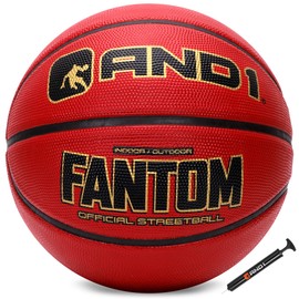 AND1 Fantom Baloncesto de Goma: Reglamento Oficial de tamaño 7 (29.5 Pulgadas) – Baloncesto de construcción de Canal Profundo, Hecho para Juegos de Baloncesto Interiores y Exteriores, Color Burdeos