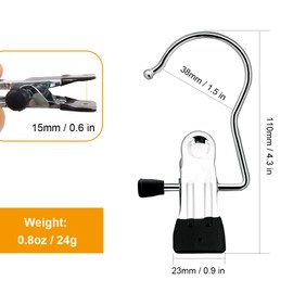 Coideal Portable Laundry Hook Boot Clips/Stainless Steel Hanging Clothes Pins, 8 Pack Closet Organizer Hangers Clip Travel Home Clothing Trouser Hanger for Pants, Shoes, Towel, Socks (Black)