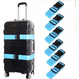 Fachoige 6 Pack Blue Luggage Straps for Suitcases, Luggage Straps, TSA Approved Heavy Duty Suitcase Belts with Quick Release Buckle, Premium Accessory for Travel Bag Closure