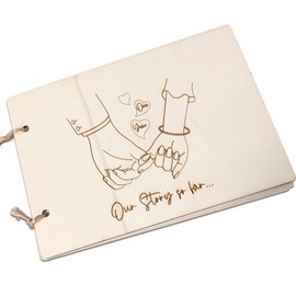 Wooden Anniversary Memory Book - 1 Year Our Story so Far - First Anniversary One Wedding Gift (One Year)