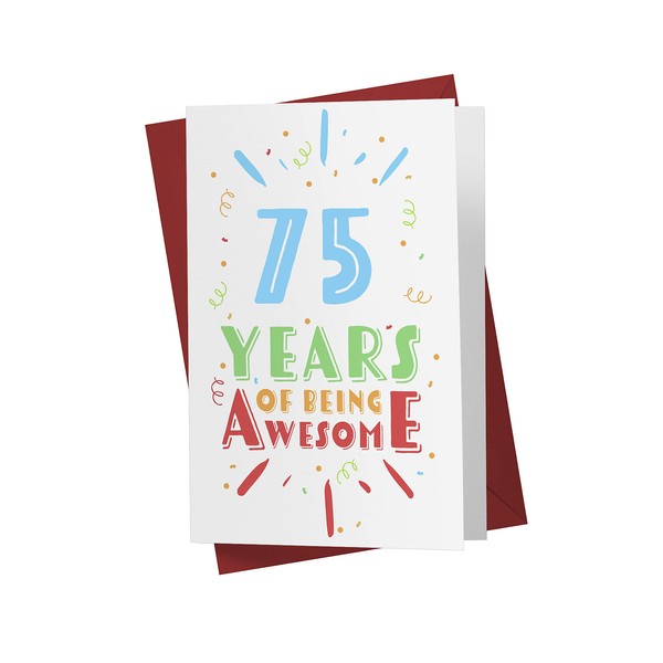 Karto 75th Birthday Card for Him Her - 75th Anniversary Card For Dad Mom - 75 Years Old Birthday Card For Brother Sister Friend - Happy 75th Birthday Card for Men Women Being Awesome (Color)