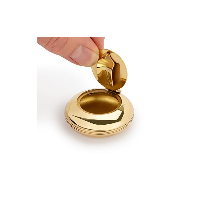 NKlaus 11499 Folding Ash Trays, Round Smooth Metal Brass Solid