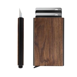 GARCIX Premium Wooden Pop-Up Credit Card Wallet – Slim, RFID Blocking, Automatic Ejector, Minimalist Card Holder for Men & Women