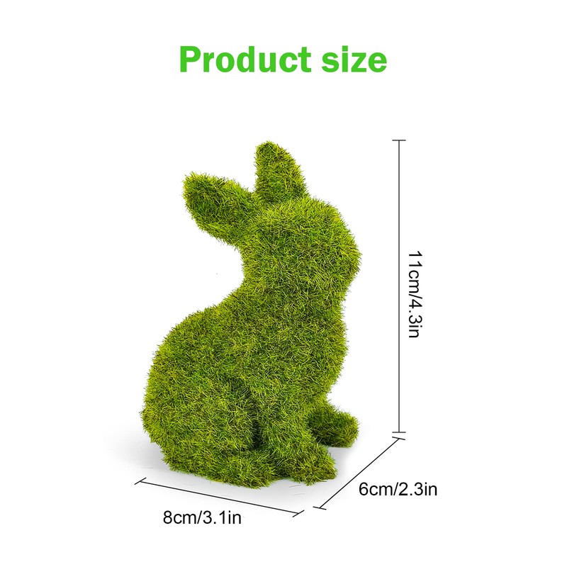 MicoSim Easter Bunny Decorations,Resin Moss Bunny Figurine,Garden Artificial Moss Rabbit