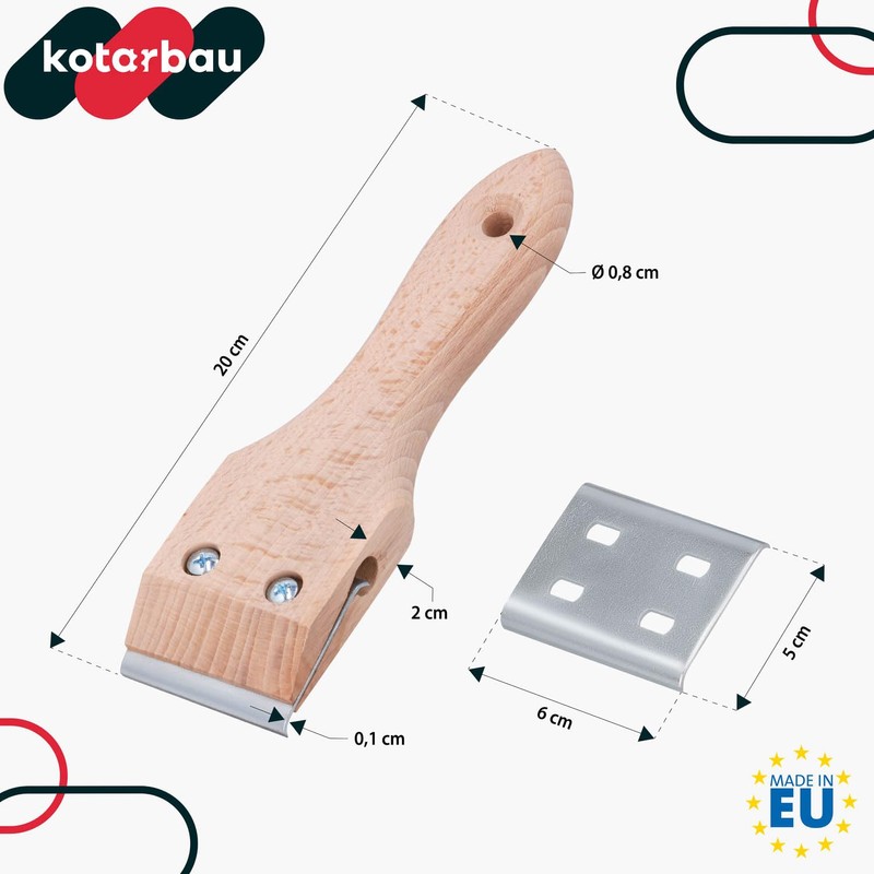 KOTARBAU® 60 mm Wooden Handle Carpentry Blade Scraper Paint Removal