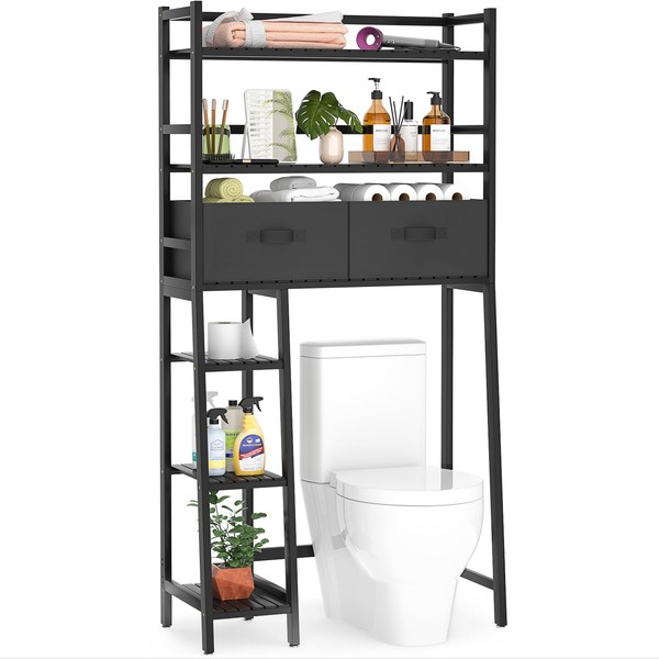Homykic Over The Toilet Storage Shelf with 2 Fabric Drawers,