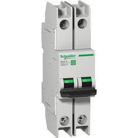 Schneider Electric – Multi9 C60BPR Miniature Circuit Breaker (MCB), 2-Pole, 8A, D Tripping Curve, 10kA (UL489), 10kA (IEC/EN 60947-2), Short Circuit & Overload Current Protection