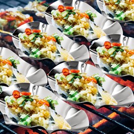 Suwimut Set of 20 Stainless Steel Oyster Shells, Reusable Silver Kitchen Metal Oyster Shell Pan Grillable Oysters Baking Dish for Cooking Baking Grilling Oysters, Shrimp, Scallops, Clams, Seafood