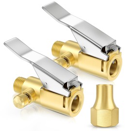 LUMITECO Heavy Duty Locking Tire Chuck Set, 1/4" Female NPT Screw On Air Chuck w/Tire Inflator Nozzle & Pressure Release Button, Quick Connect Tire Inflator Clip Adapter for Air Compressor Guage Pump