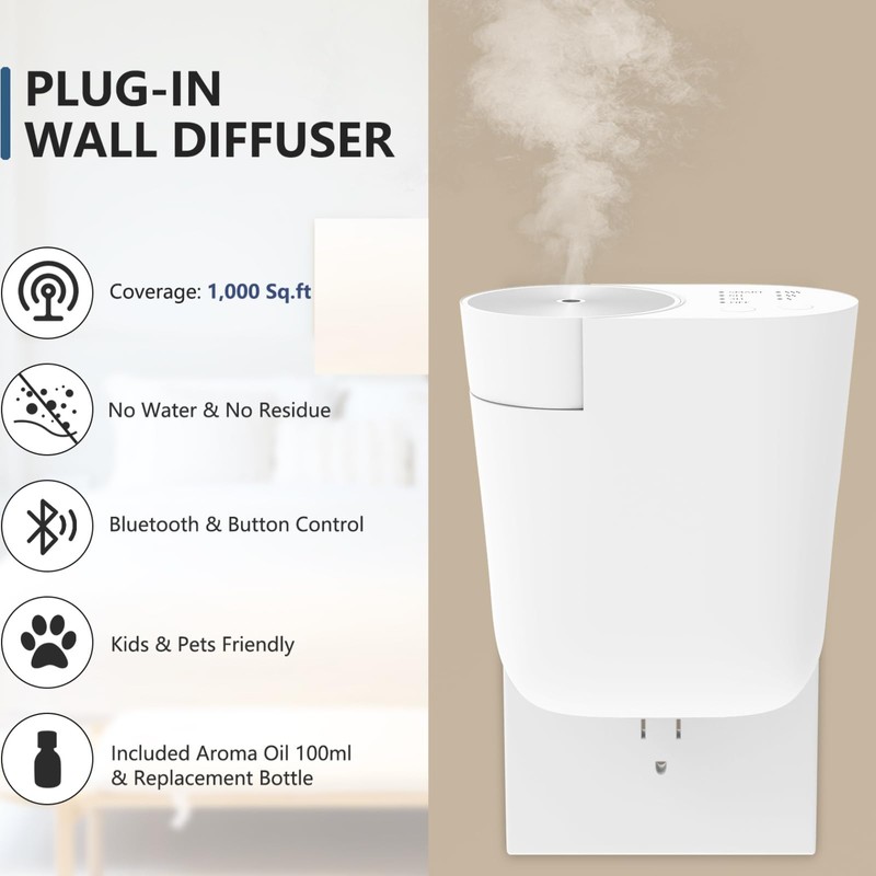 USMLMOOT Plug-in wall Diffuser, Waterless Diffuser for Essential Oils, Portable