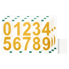 uxcell 3 Sheets/30 Pcs Mailbox Numbers for Outside, 3 Inch 0-9 Vinyl Self-Adhesive Numbers Stickers Waterproof House Sticker with Scraper for Signs Doors Address, Gold
