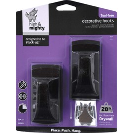 HIGH & MIGHTY 515802 2 Piece Plastic Hook, 20 lb, Black