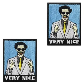 2 Stück Very Nice Sehr Gut Stickerei Patch Flagge Abzeichen Lustiger Taktische Aufnäher Nylon Militär Applikation für Kleidung Hut Jacke Taschen Rucksäcke Weste Jeans