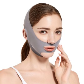 UEIOAVL Gesichtsstraffungsbänder, 1 Stück wiederverwendbare V-förmige Maske V-Line-Lifting-Maske für Doppelkinn und schlaffe Gesichtshaut geeignet für den täglichen Gebrauch (grau)