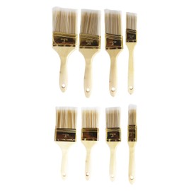 Set of 8 Paint Brushes - Wood Handle - Straight and Slanted Edge - .5" Brush to 3" br