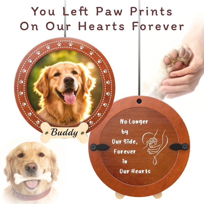 Gabzart 32" Dog Memorial Wind Chimes with Photo Frame Pendant,