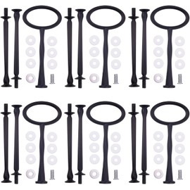 Accesorios de 3 niveles para magdalenas de 15 pulgadas, soporte de metal ovalado para hacer bricolaje para platos de frutas, bandeja de aperitivos, piezas de repuesto para decoración de bodas (6 paquetes, ovalado negro)