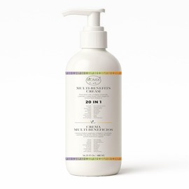 Crema Multi-Beneficios 20 en 1 con Células Madre Vegetales, Colágeno, Ceramida, Escualano, 5 Aceites: Rostro, Cuerpo, Zona Intima, Aparatología, Antiedad, Iluminadora, Filtro Solar, Vegana - 480 ML