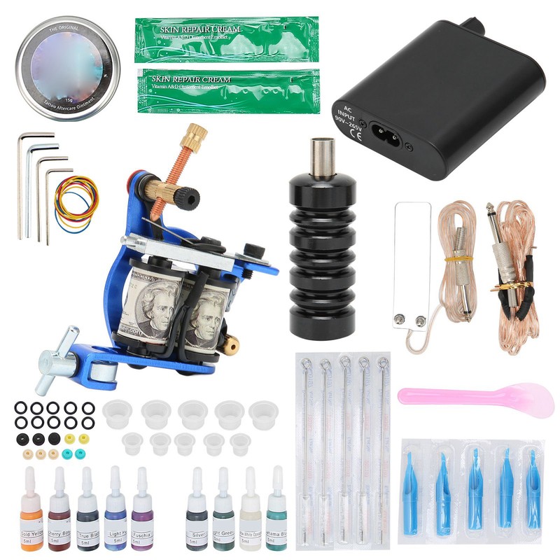 Complete Tattoo Kit Professional Tattoo Machine Kit Power Supply 9