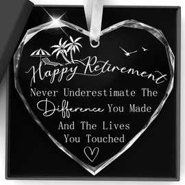 Retirement Gifts for Woman Crystal Tag, Never Underestimate The Difference You Made and The Lives You Touched Ornament Happy Retirement Appreciation Gift for Retired Women,Coworker,Nurse,Teacher,Mom