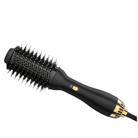 4-in-1 Hot Air Brush with Oval Barrel - Salon-Grade Styling Tool for All Hair Types (Black Gold)