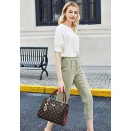 DIRRONA Top Handle Bag Fashion Handbags for Women Casual Crossbody Bag PU Leather Travel Shopping Party Ladies Handbags Elegant Print Womens Bag with Detachable Shoulder Strap Red