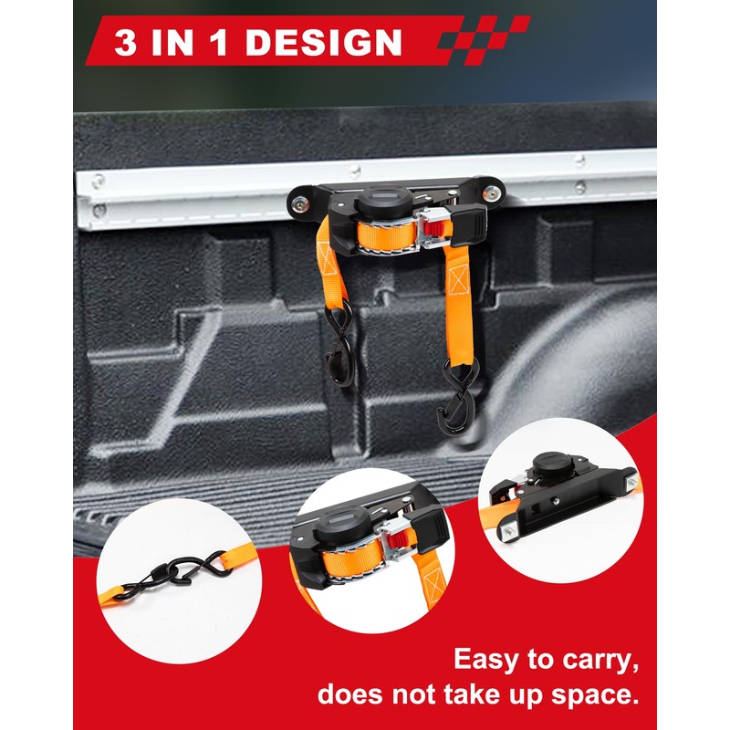 Retractable Ratchet Straps for Tacoma Bed Tie Down Anchors, Compatible