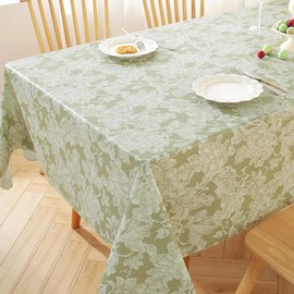 MATIRUG Waterproof Vinyl Tablecloth with Flannel Backing,Oilproof Plastic Grape Tablecloth,Heavy Duty PVC Wipe Able Table Cover for Spring Summer Outdoor Kitchen Patio Picnic, Green 60x84 Inch