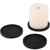 3-Piece Black Wood Candle Holder Plate Base Set for Pillar