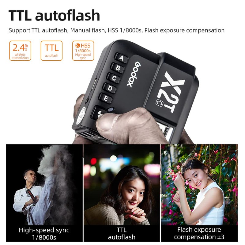 Godox X2T-F TTL 2.4G Wireless Flash Trigger for Fuji, Bluetooth