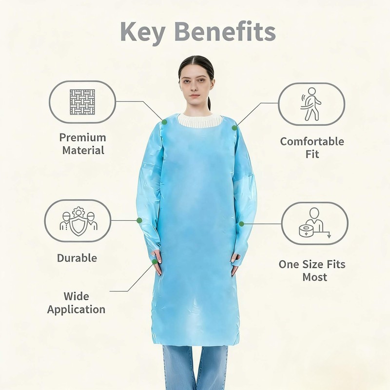 Fetizrin 10 Pack Disposable PPE Gowns Isolation Waterproof CPE Gowns
