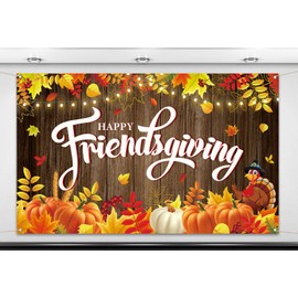 Nepnuser Happy Friendsgiving - Telón de fondo para cabina de fotos, cosecha de calabaza para otoño, Acción de Gracias, amigos, fiesta, decoración de pared, 5.9 x 3.6 pies
