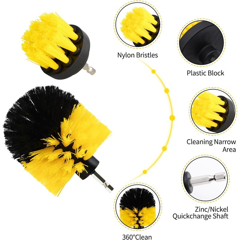 Drill Brushes Attachment Set 4Pcs Brush for Drill 1/4in Power