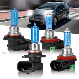 VAMOTA Fit for 2010-2015 Toyota Prius Halogen Headlight Bulbs,9005 H11 High Beam + Low Beam/Fog Lights Combo,Ultra Bright Plug-n-Play Light Bulbs,IP68 Waterproof,5000K White Light 4 Pack