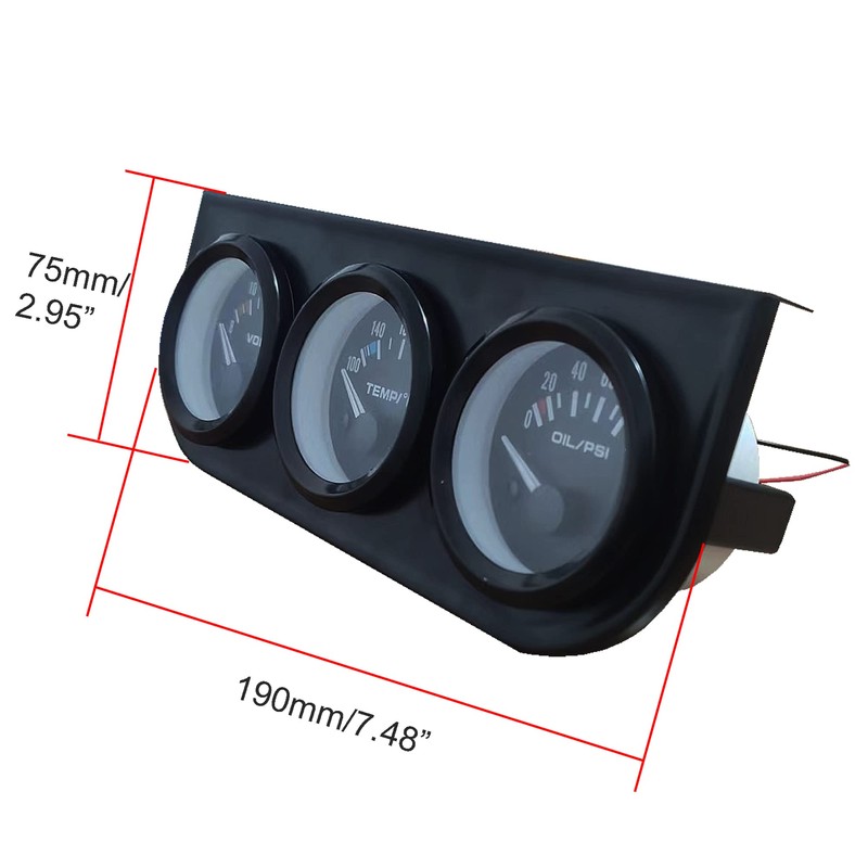 52mm 3 in1 Car Meter Auto Gauge Kit(8-16V Volt Meter