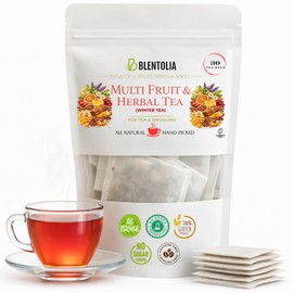 Blentolia Multi Fruit & Herbal Tea Blend with Linden, Sage, Rosehip, Ginger & Hibiscus – 12 Fruits, Herbs & Spices – Herbal Winter Tea-30 Tea Bags