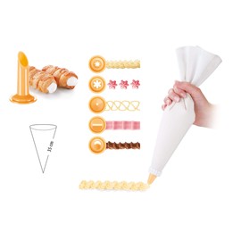 Tescoma Bolsa PASTELERA LINO Con 6 BOQUILLAS 35CM Delicia, Blanco, Blanca