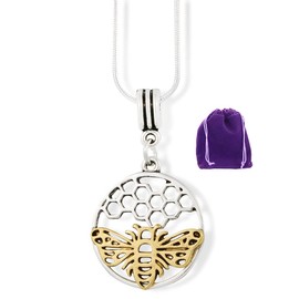 Emerald Park Jewelry Bee Necklace | Pendant Gifts for Women Men s Honeycomb Jewellery Accessories Decor Bumblebee Honey