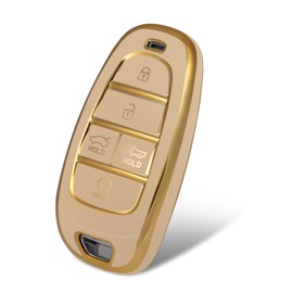 WORCAS Smart 5 Button Key Fob Cover Case Compatible with Hyundai 2019-2024 Sonata Sanata Fe Tucson Palisade(Quicksand-Champagne Gold)
