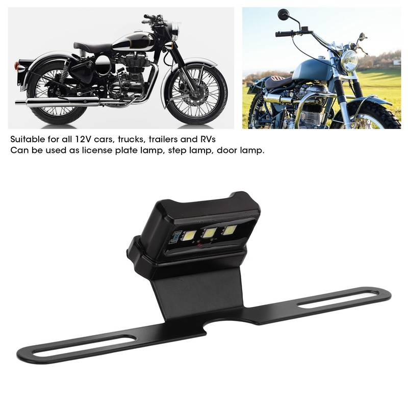 Motorcycle License Plate Lamp Blue LED with Bracket Univeral for