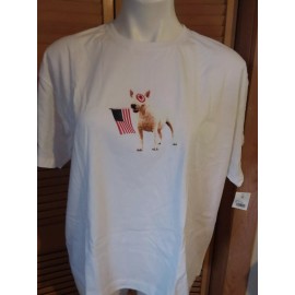 TARGET White Tee Shirt Bull's Eye Dog with USA Flag Graphic 100% Cotton Large