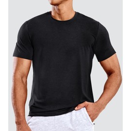 MIER Men's T Shirts Short Sleeve Dry Fit Soft Athletic Tshirt Moisture Wicking Active Casual Running Tee Tops, Crew Neck, Heather Black, L