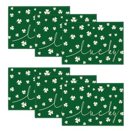 Artoid Mode Green Lucky Shamrock St. Patrick's Day Placemats Set of 6, 12x18 Inch Seasonal Spring Table Mats for Party Kitchen Dining Decoration