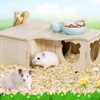 Zpeiran Wooden Hamster House,3 Chamber Hamster Hideout Cage Hamster Hide