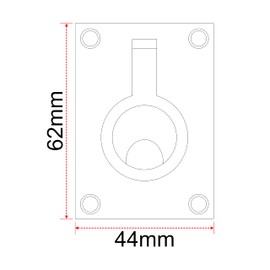 IRONZONE® Solid Quality Flush Ring Pull Handle 44mm x 62mm - Casted Satin Stainless Steel, Pull Out Door Handle, Internal Folding Doors, Pocket Sliding Door Handles, 5 Year Guarantee