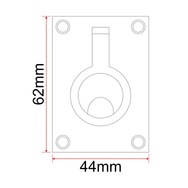IRONZONE® Solid Quality Flush Ring Pull Handle 44mm x 62mm