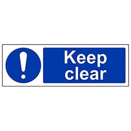 V Safety 43023AX-S'Keep Clear' Sign, Landscape, 300 mm x 100 mm (Pack of 3)